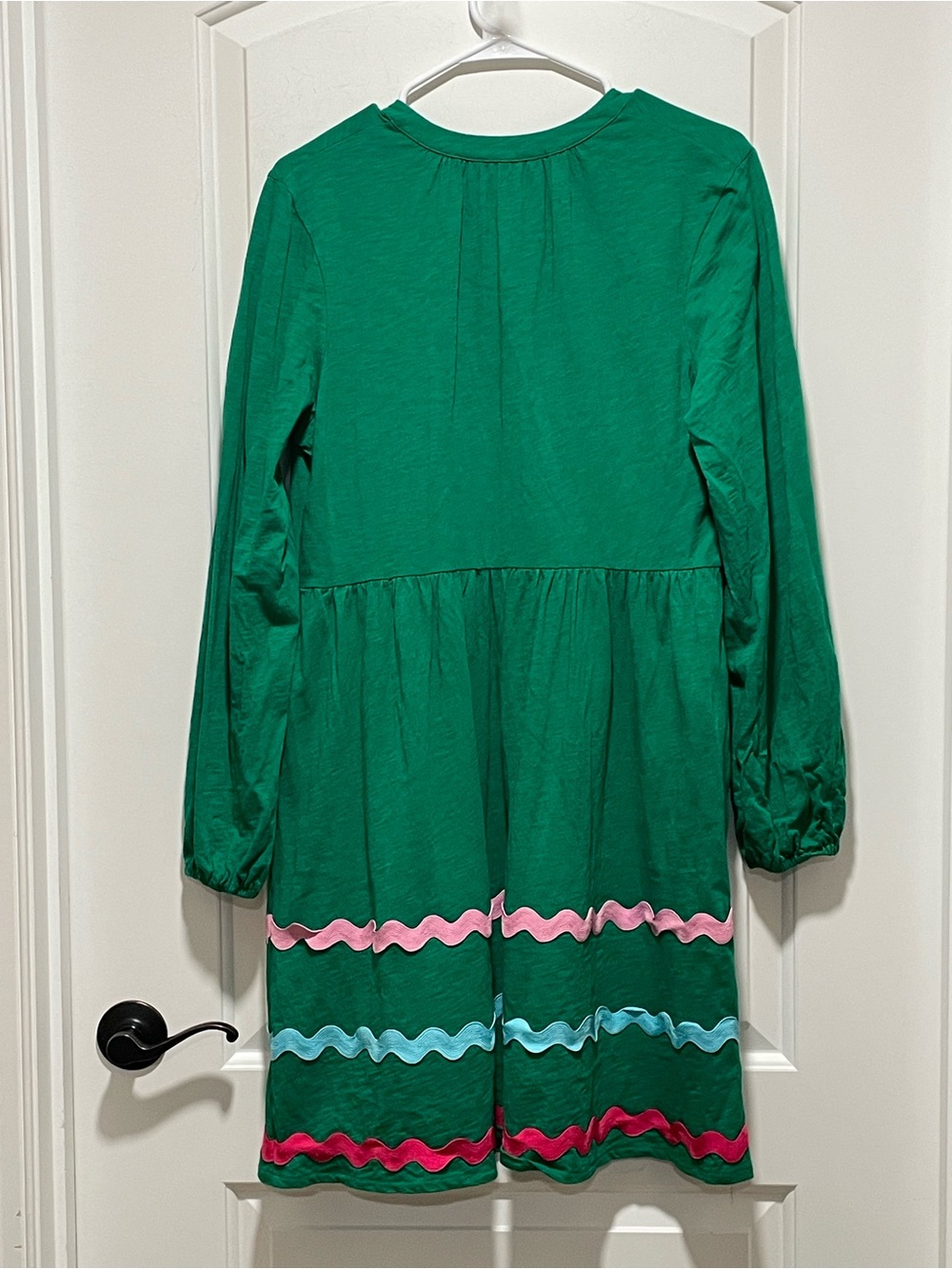 Boden Boho Corinna Ric Rac Green Long Sleeve Jersey Dress Festive & Fun - Picture 6 of 11
